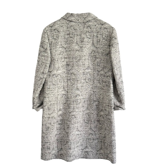 WORTH PETITE Charcoal Gray White Paisley Print WOOL Car Coat SZ L - Picture 3 of 7